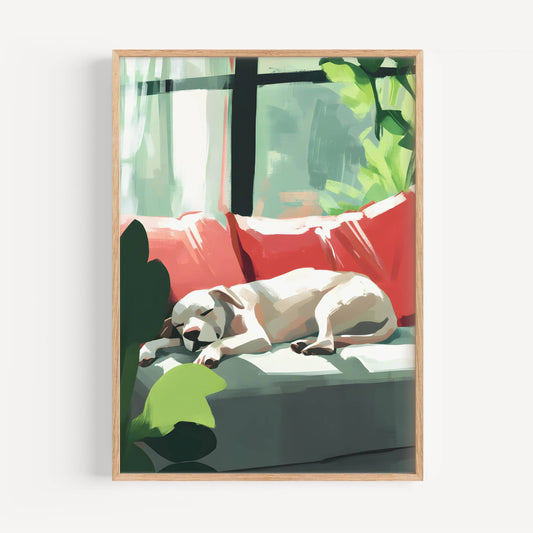 lamina decorativa perro durmiendo en sofa