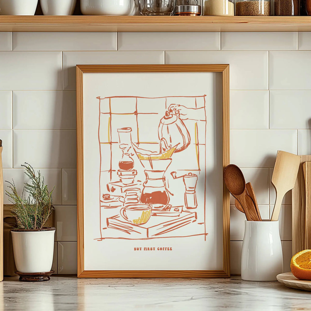 lamina decorativa ilustración retro v60 café