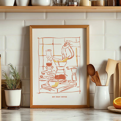 lamina decorativa ilustración retro v60 café