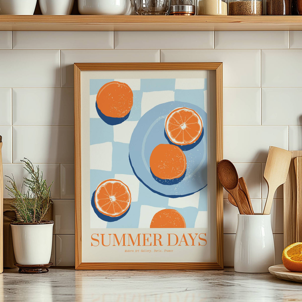 lamina decorativa ilustracion naranjas frutas cocina