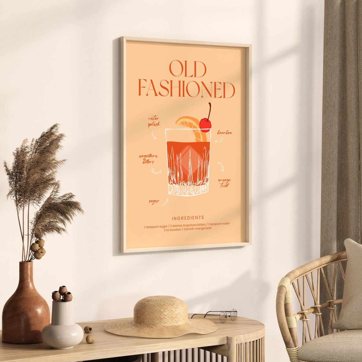 lamina decorativa old fashioned receta coctel