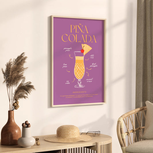 lamina decorativa piña colada receta coctel